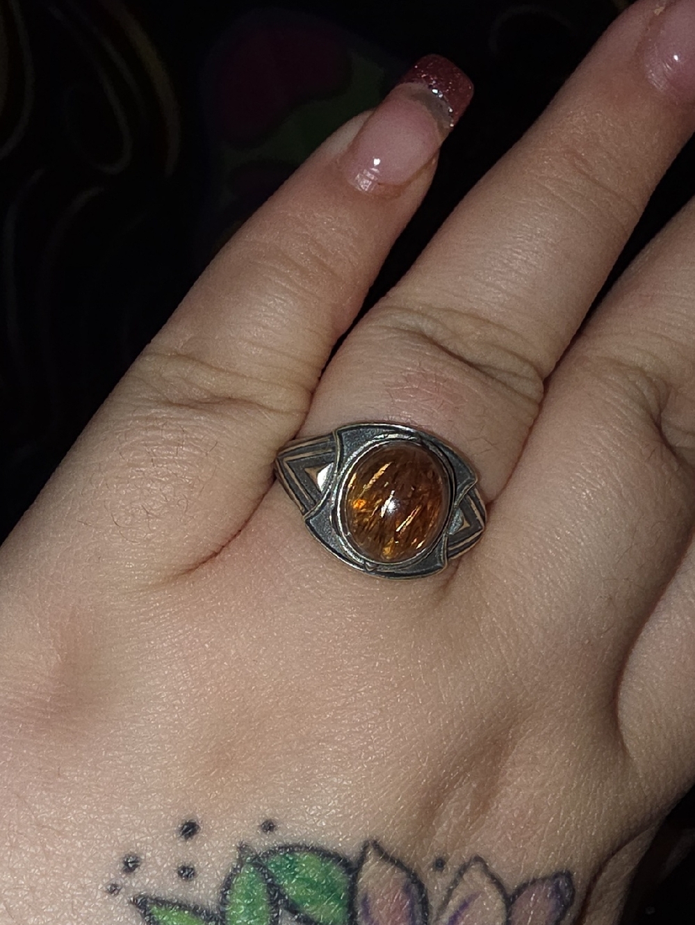 Golden Rutile S925 Adjustable Ring